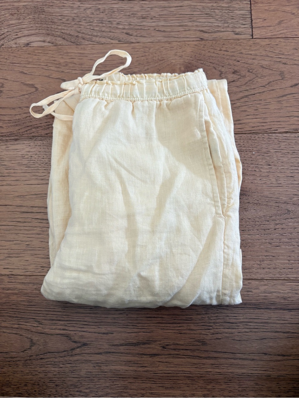 J. Crew Linen-Blend Wide Leg Pants in Pale Yellow